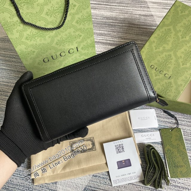 Gucci新款錢包 古馳竹子設計拉鏈女錢包 Gucci全皮純色長錢包 658634  ydg3023